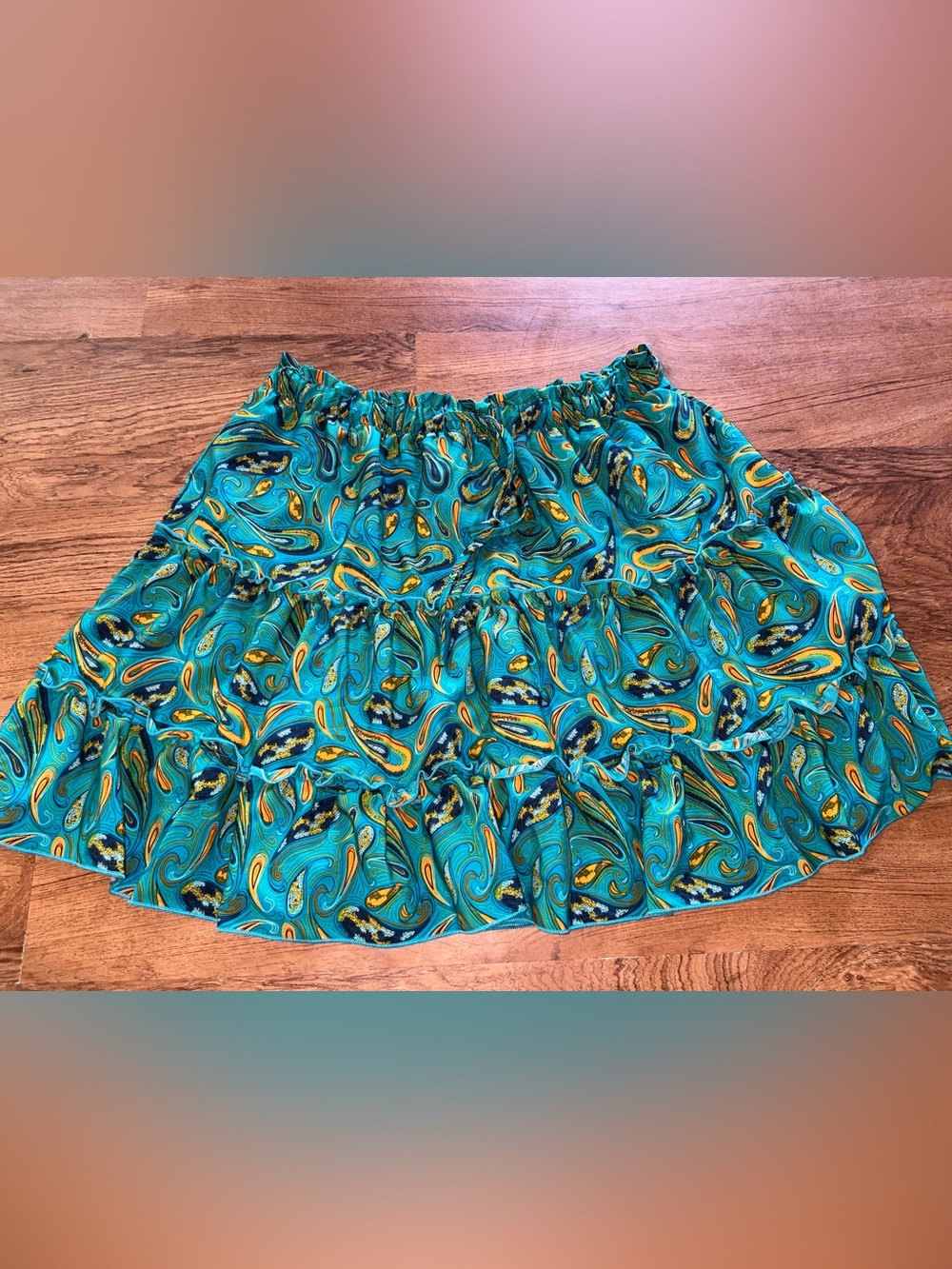 Nashalyly Tiered Teal Skirt Women's XL